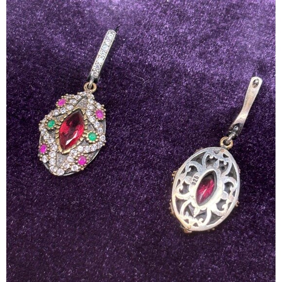 925 Sterling Silver Turkish Vintage Earrings for Women, NEW, Antique, Handmade - Picture 3 of 4